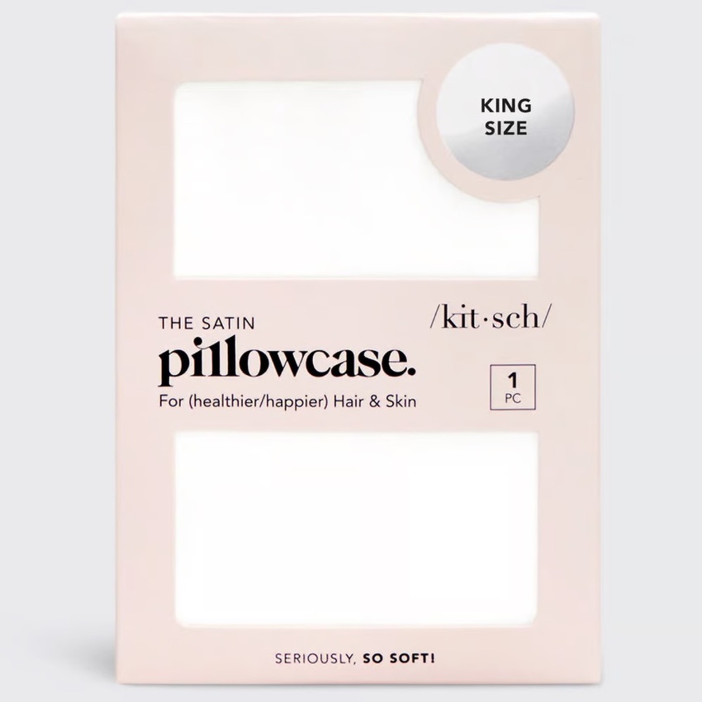 NWT Kitsch Satin King Pillowcase in White